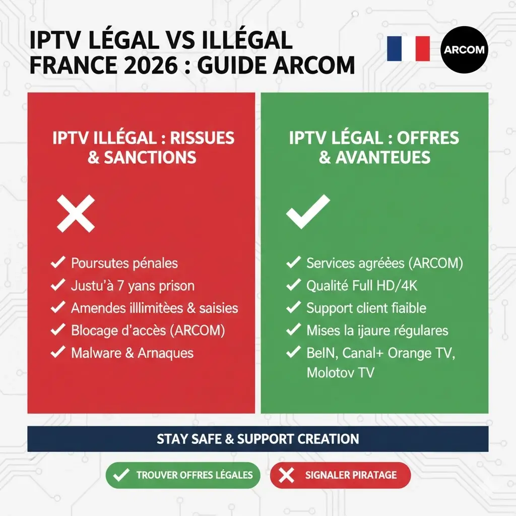 IPTV légal vs illégal France 2026 : Guide ARCOM