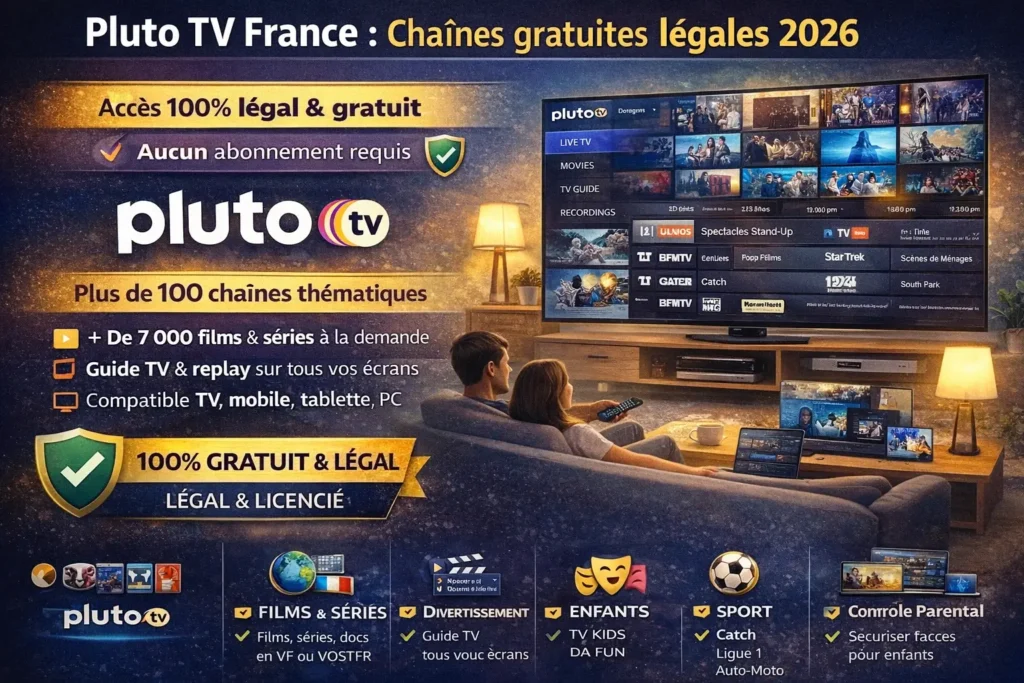Pluto TV France : Chaînes gratuites légales 2026