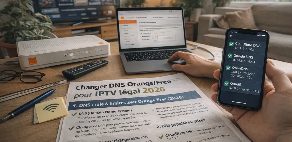 Changer DNS IPTV Orange/Free pour IPTV légal 2026