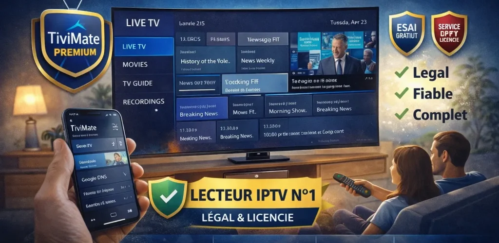 title : TiviMate Premium 2026 : Meilleur lecteur IPTV légal meta : Configuration TiviMate pour services IPTV légaux. EPG, enregistrement, multi-écrans. Android TV optimisé. foucs kayword : TiviMate Premium kyword : TiviMate Android TV , TiviMate EPG guide , TiviMate vs Smarters , TiviMate enregistrement , lecteur IPTV France